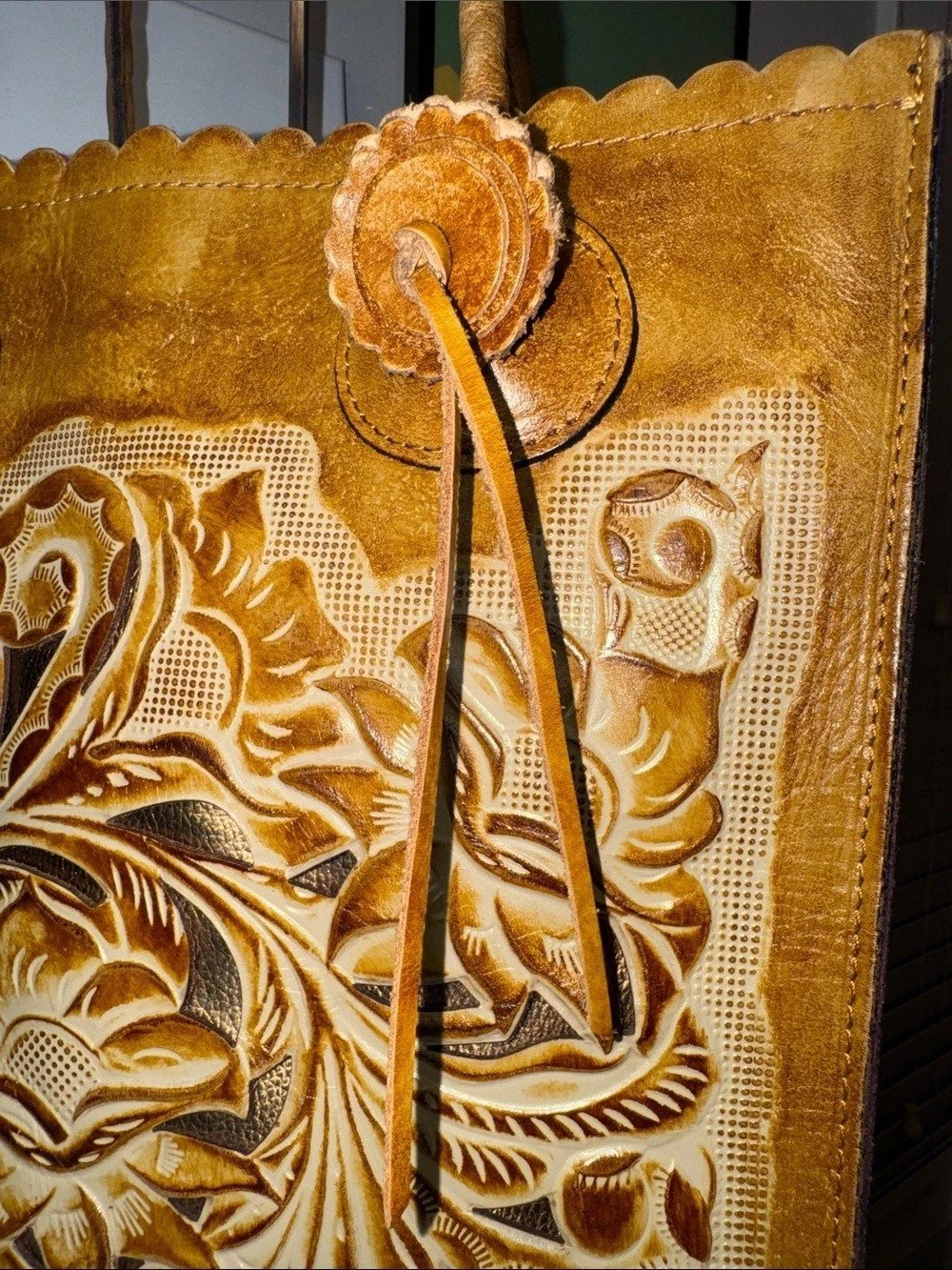 Patricia Nash Cavo Tooled Leather Tote Pink Suede - Picture 3 of 16